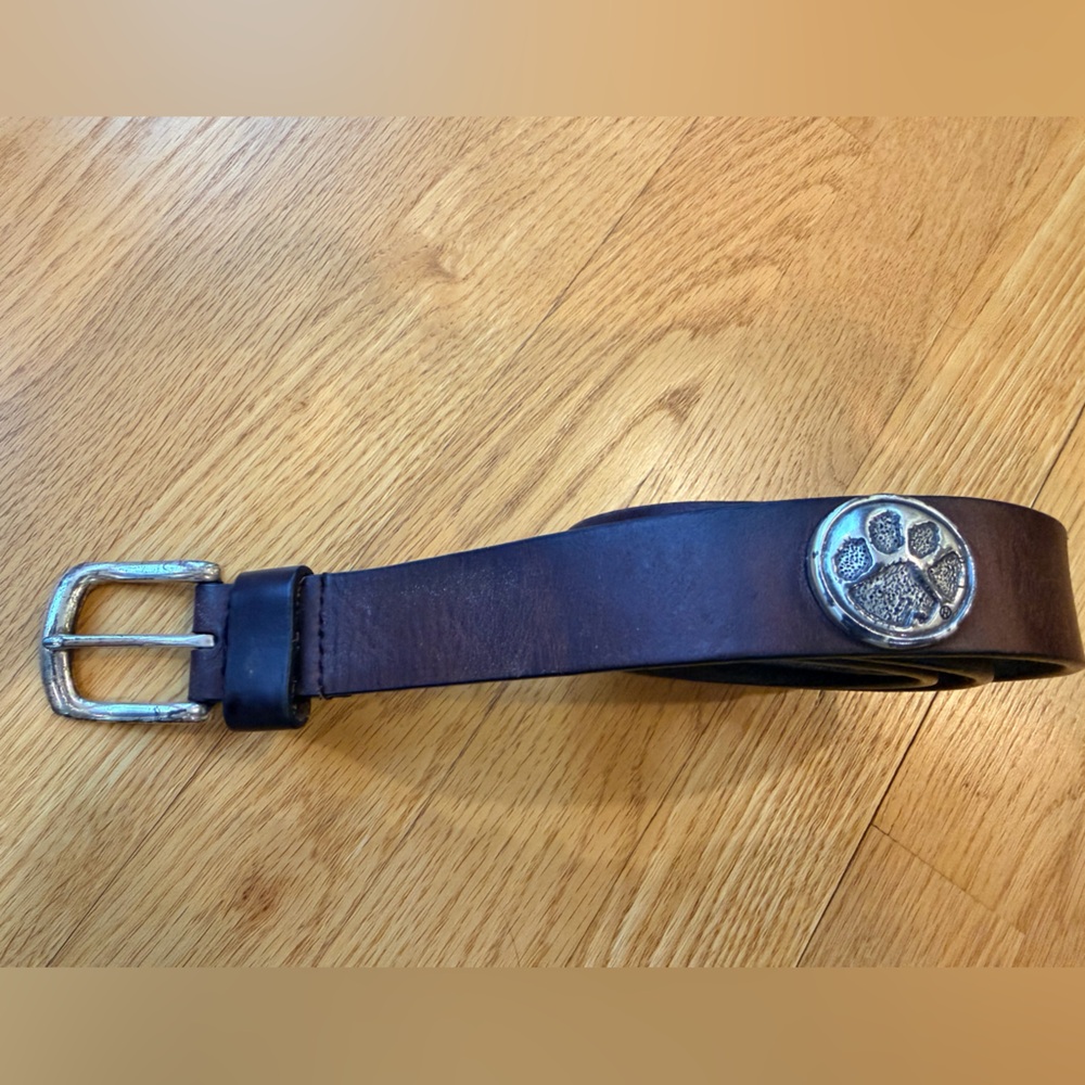 Clemson Concho Metal Tiger Paw Brown Leather Men’s Belt Size 38